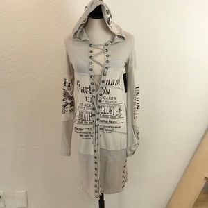 Salvage print blocking hoodie top